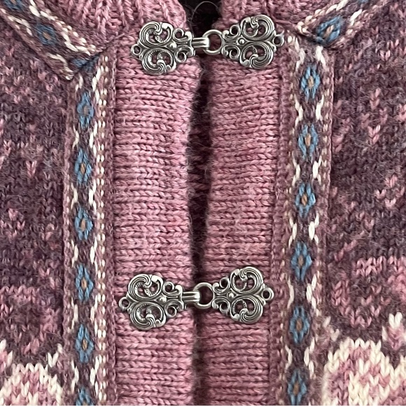 Dale of Norway - Mauve & ivory fair isle cardigan sweater, 42 M - Picture 8 of 10